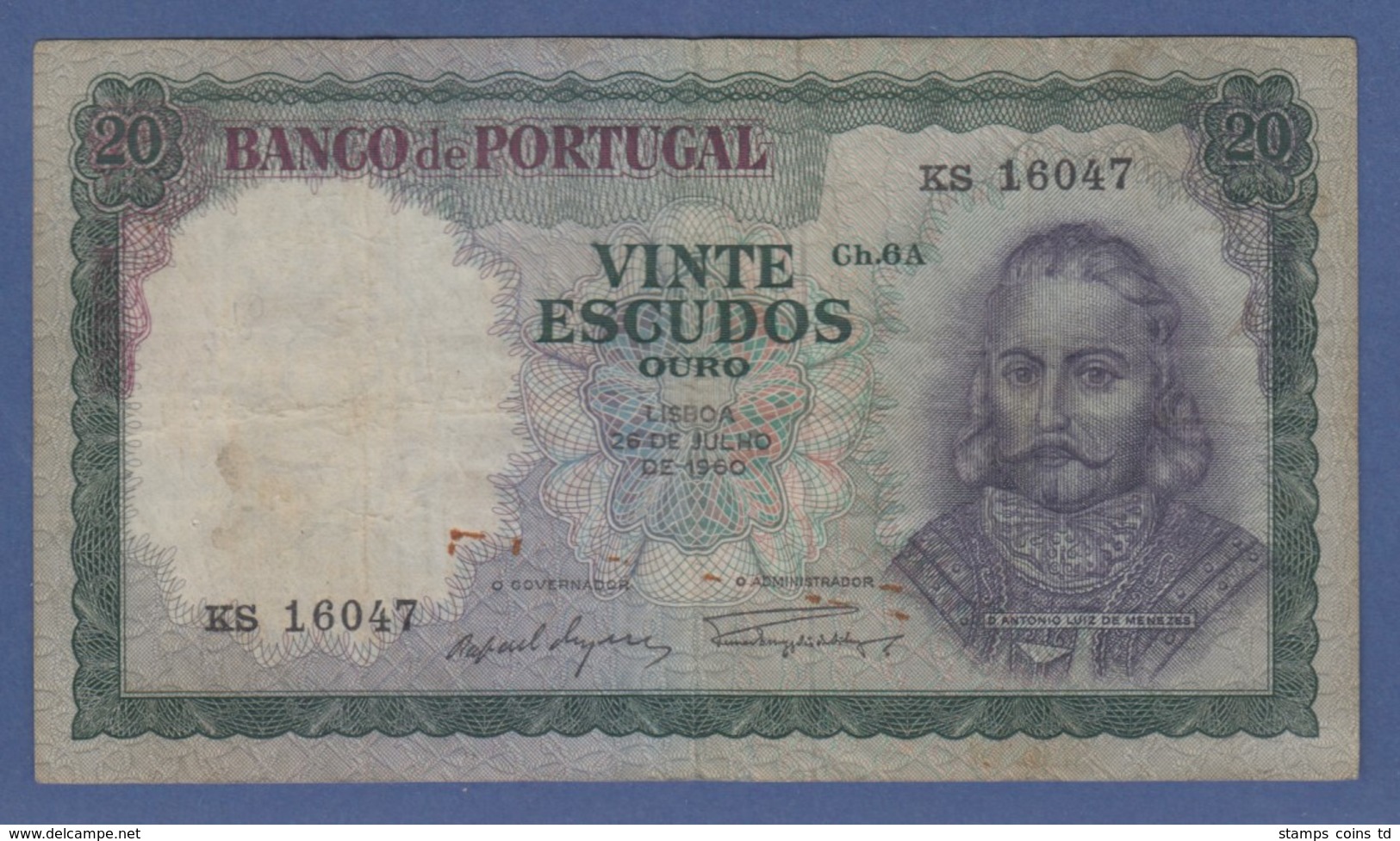 Banknote Portugal 20 Escudos 1960 - Portugal