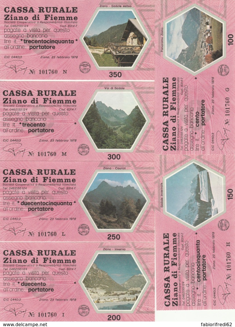 SERIE 6 MINIASSEGNI CASSA RURALE ZIANO DI FIEMME (YA849 - [10] Checks And Mini-checks