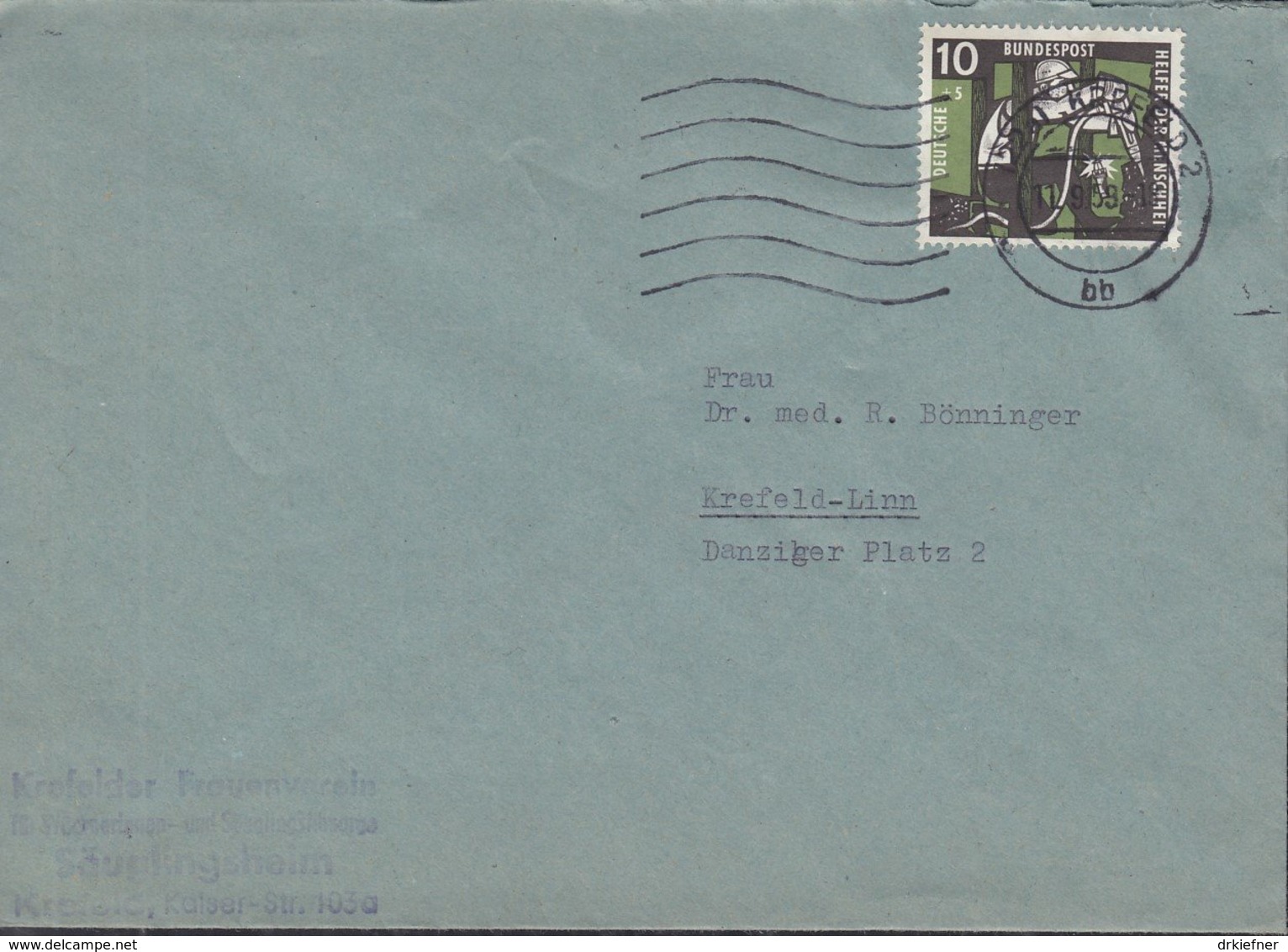 BRD 271 EF, Auf Ortsbrief, Stempel: Krefeld 11.9.1959 - Briefe U. Dokumente