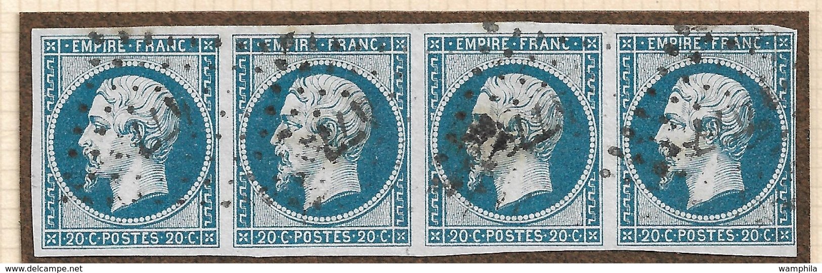 Un Lot De N°14A Paires,bandes,bloc.nuances  Dont Bande De 4 14Af Bleu Laiteux. TB. - 1853-1860 Napoléon III.