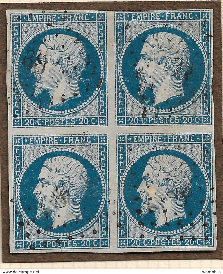 Un Lot De N°14A Paires,bandes,bloc.nuances  Dont Bande De 4 14Af Bleu Laiteux. TB. - 1853-1860 Napoléon III.