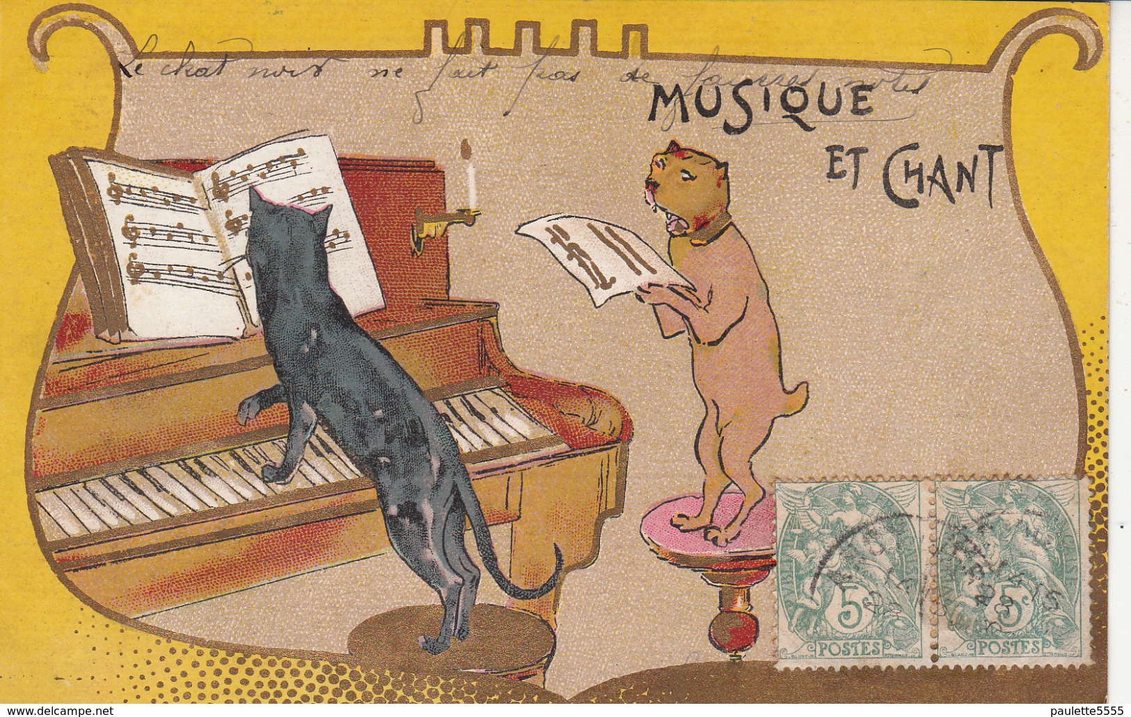 Très Belle Carte- CHATS Jouant Du Piano Et CHAT Chantant-1906-TBE - Katzen