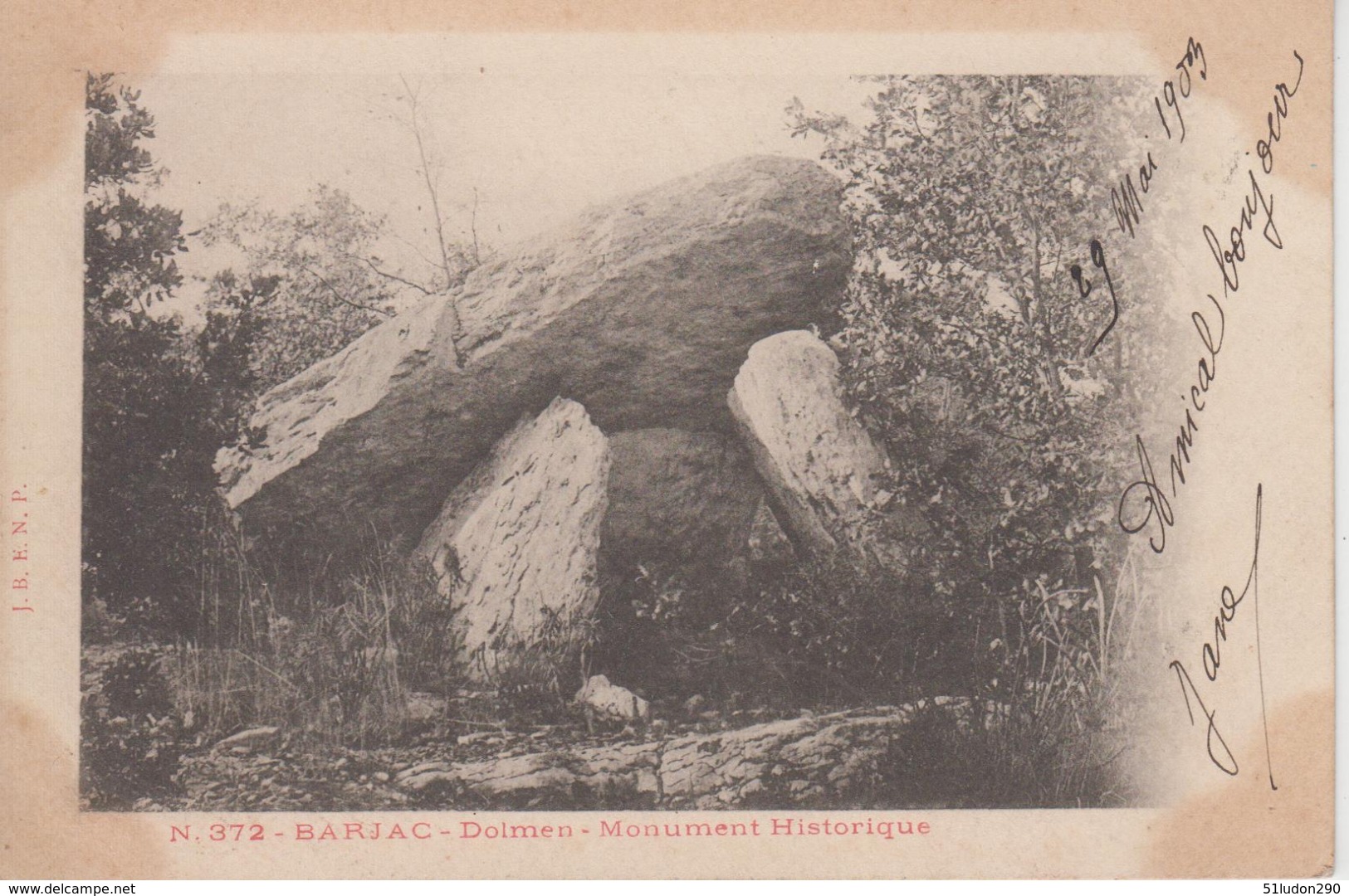 CPA Précurseur Barjac - Dolmen - Monument Historique - Autres & Non Classés