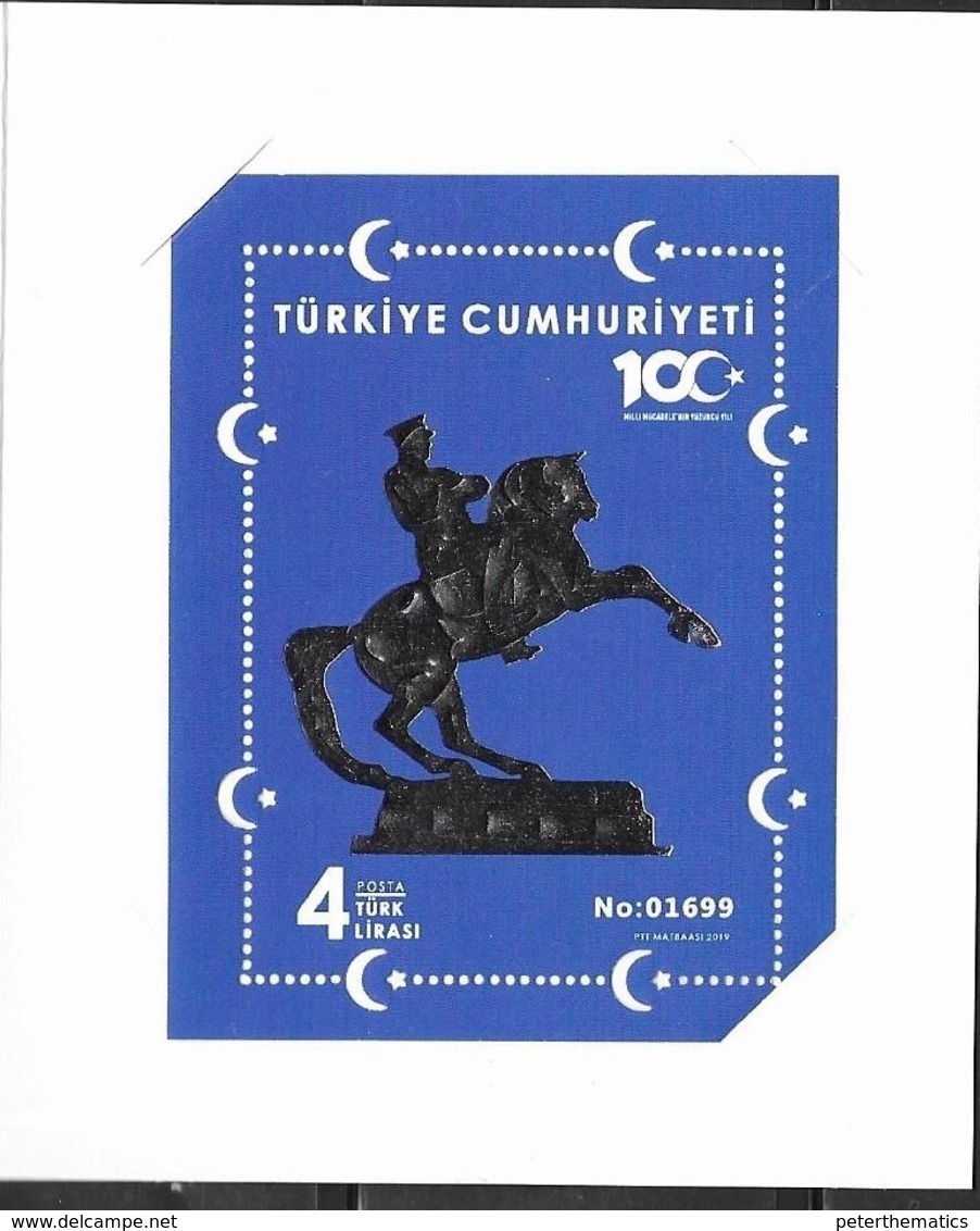 TURKEY, 2019, MNH,CENTENARY OF NATIONAL STRUGGLE, ATATURK, SPECIAL EMBOSSED S/SHEET IN FOLDER - Autres & Non Classés