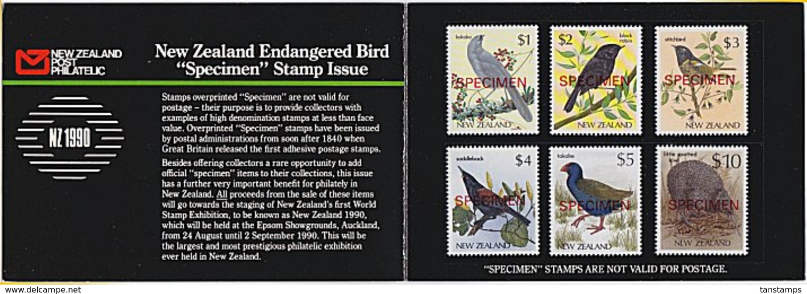 1990 NZ Endangered Bird Specimen Stamps - Presentation Packs