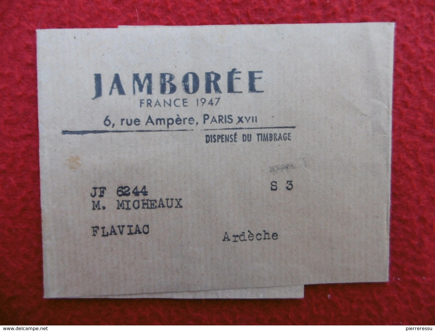 BJ JAMBOREE FRANCE 1947 DISPENSÉ DU TIMBRAGE RARE - 1921-1960: Période Moderne