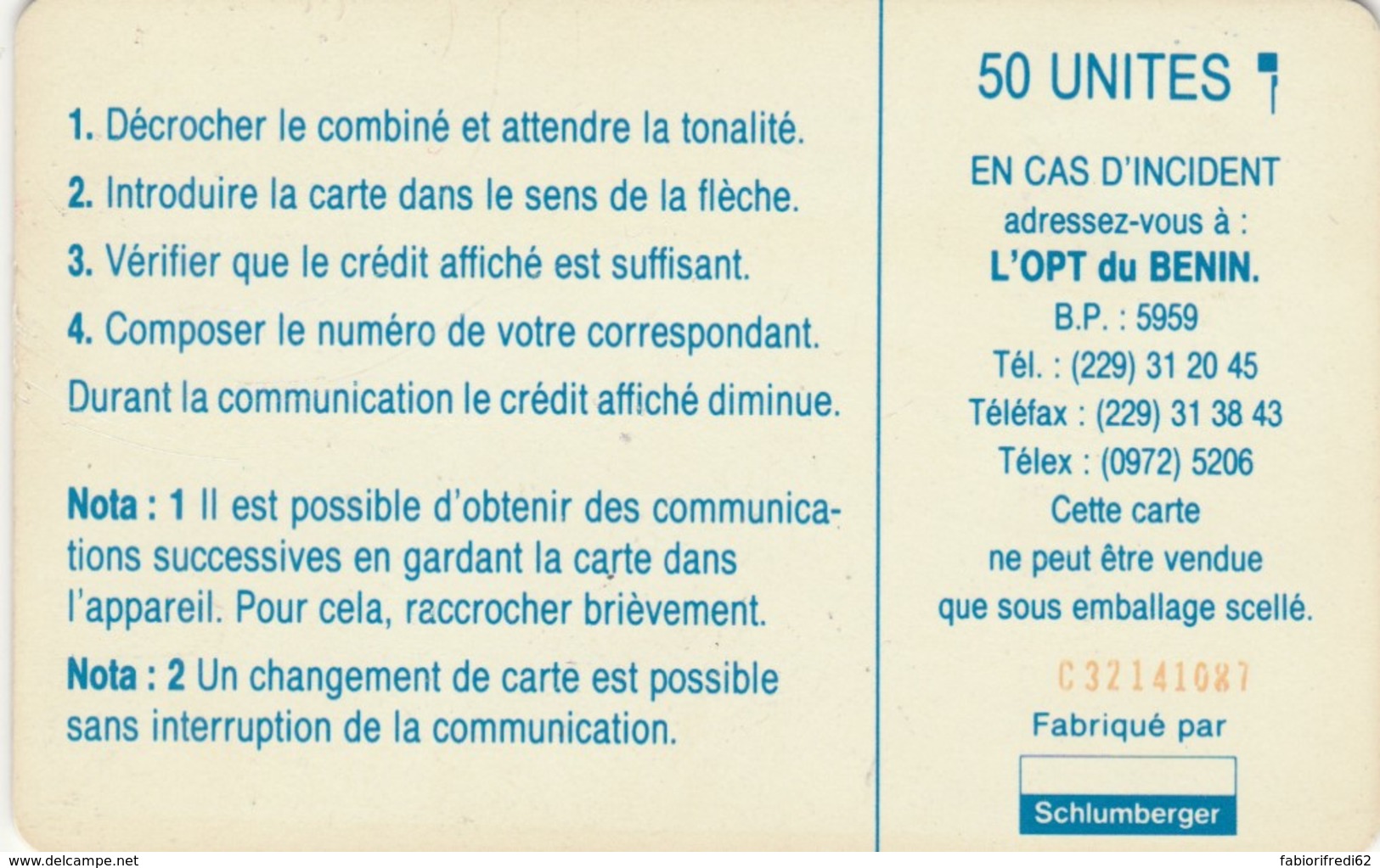 PHONE CARD-BENIN (E48.9.6 - Benin