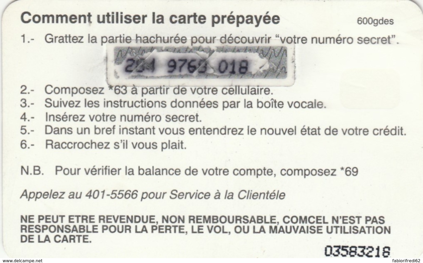 PREPAID PHONE CARD-HAITI (E48.14.8 - Haiti