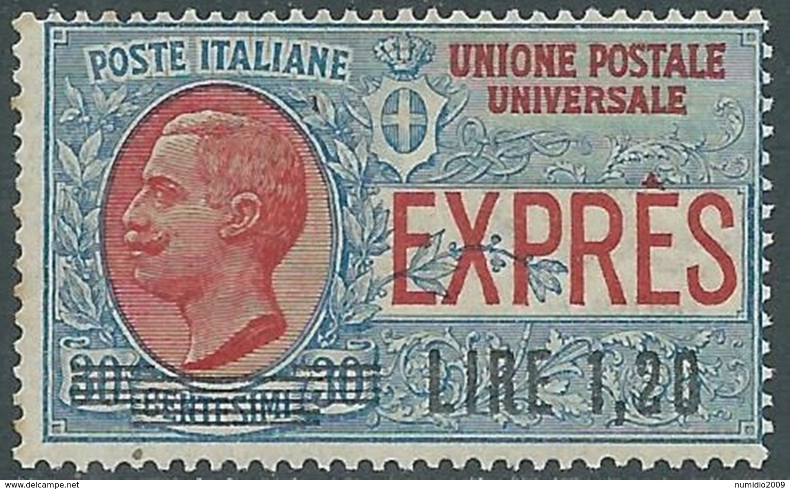 1921 REGNO ESPRESSO SOPRASTAMPATO 1,20 LIRE SU 30 CENT MNH ** - RB5-6 - Posta Espresso