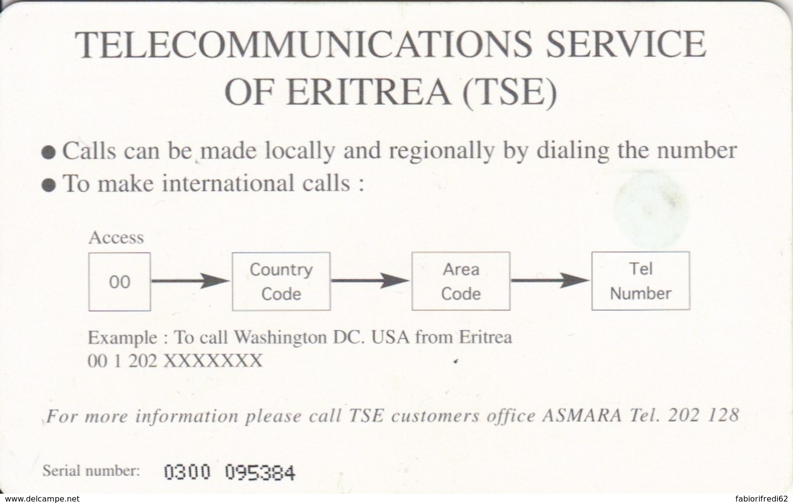 PHONE CARD-ERITREA (E48.22.7 - Erythrée