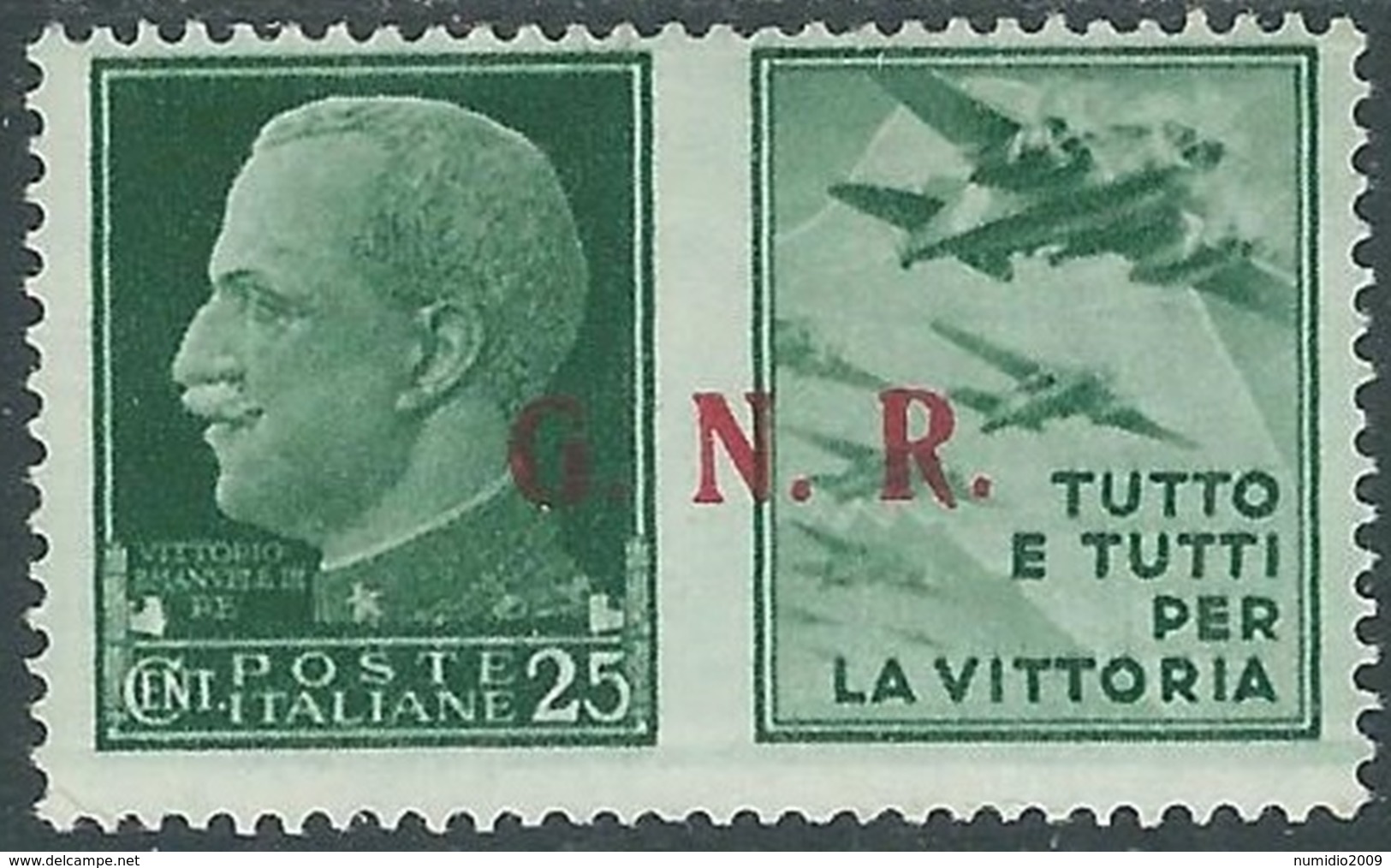 1944 RSI PROPAGANDA DI GUERRA 25 CENT BRESCIA III TIPO MH * - RB5-8 - War Propaganda