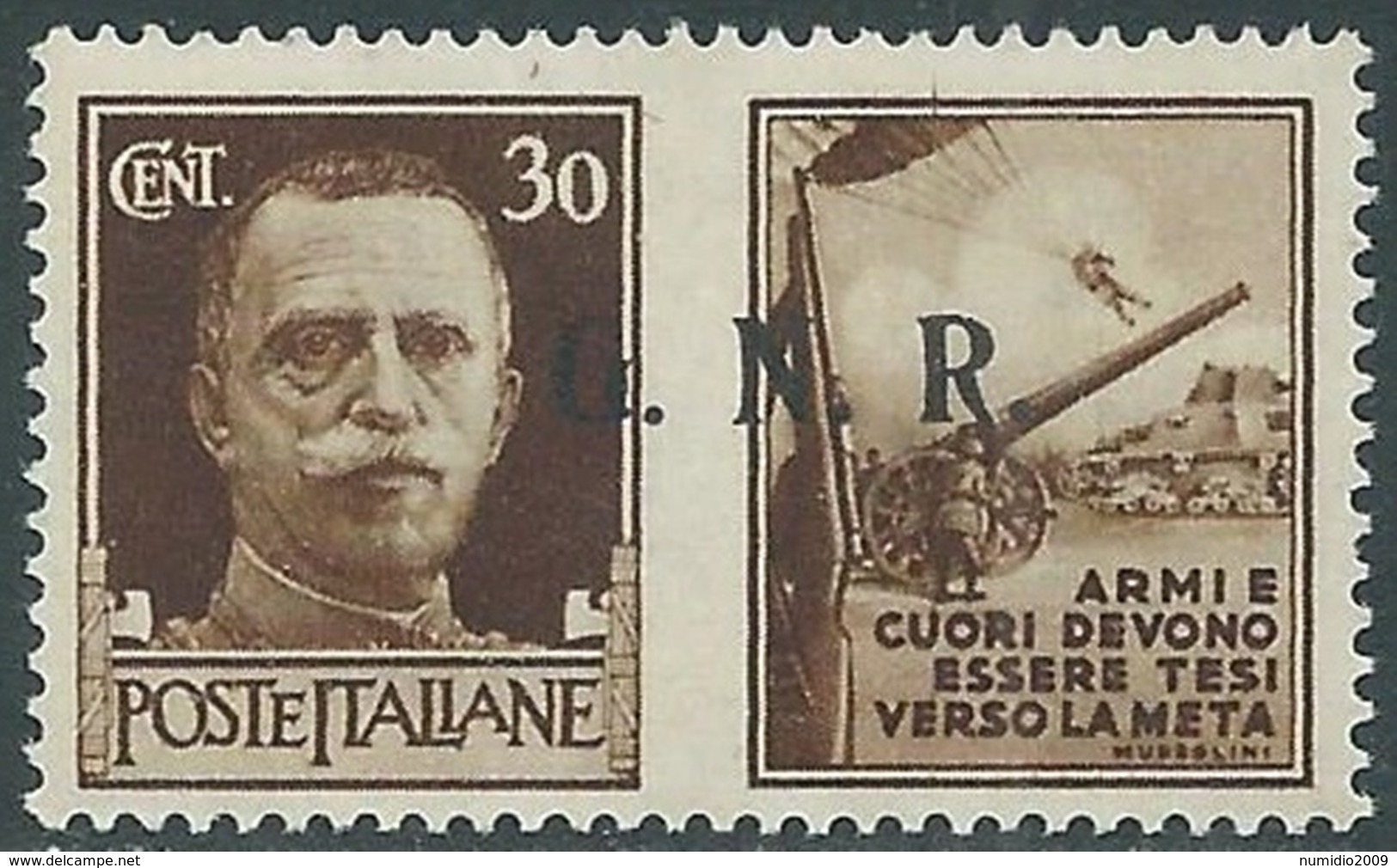 1944 RSI PROPAGANDA DI GUERRA 30 CENT BRESCIA III TIPO MNH ** - RB5-9 - Oorlogspropaganda