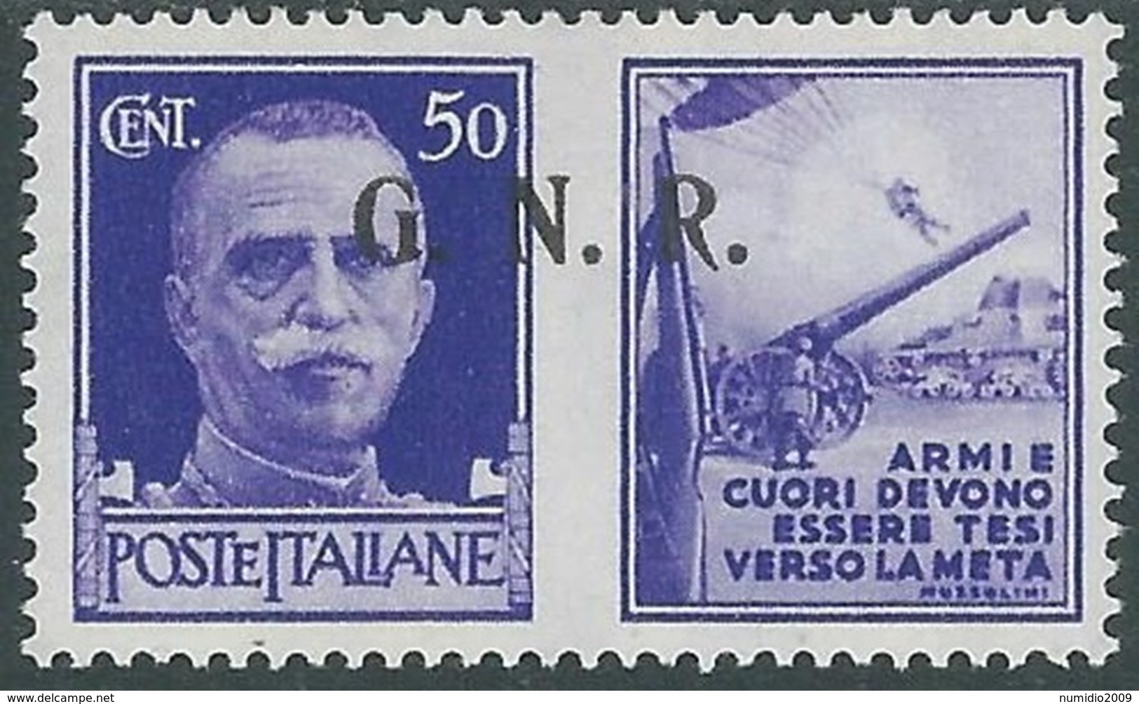 1944 RSI PROPAGANDA DI GUERRA 50 CENT BRESCIA III TIPO MH * - RB5-9 - Propaganda Di Guerra