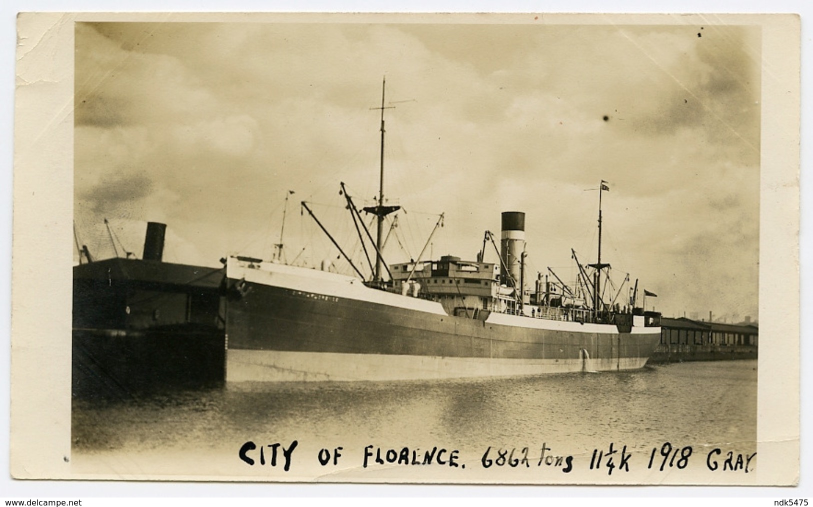 ELLERMAN LINE : S.S CITY OF FLORENCE (PHOTO - POSTCARD SIZE) - Koopvaardij