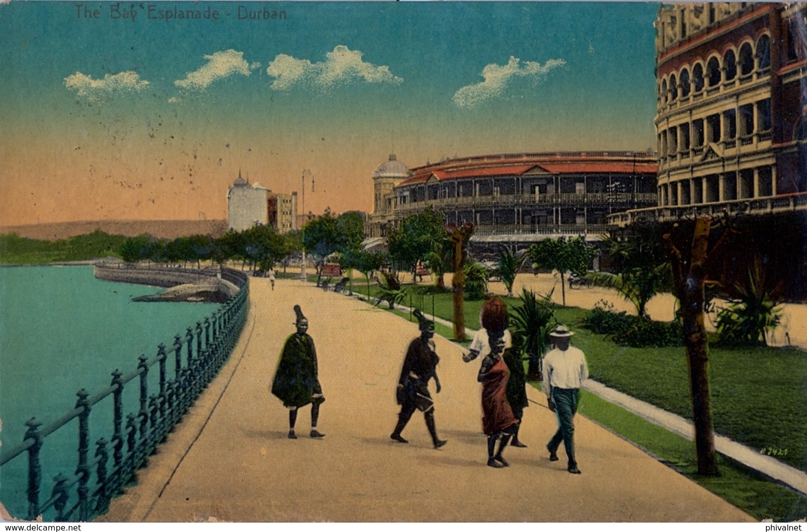 1910 SUDAFRICA , TARJETA POSTAL CIRCULADA , DURBAN - THE BAY ESPLANADE - Sudáfrica