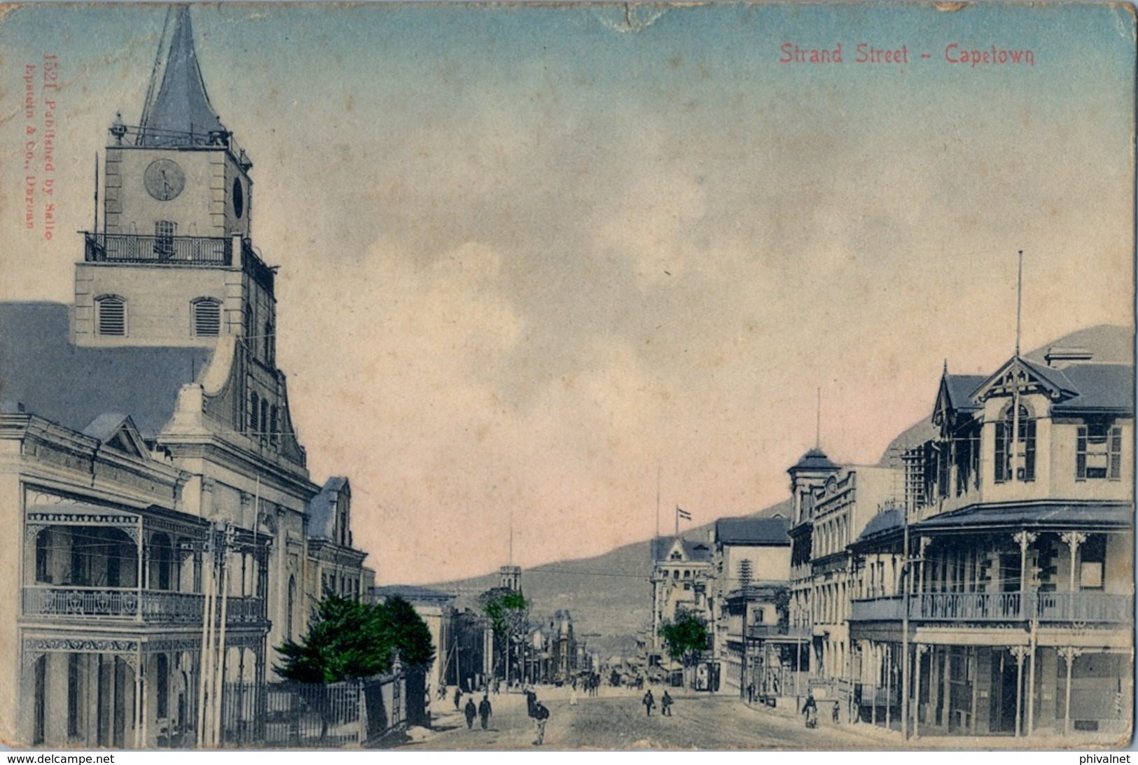 1906 SUDAFRICA , TARJETA POSTAL CIRCULADA , STRAND STREET - CAPETOWN - Afrique Du Sud