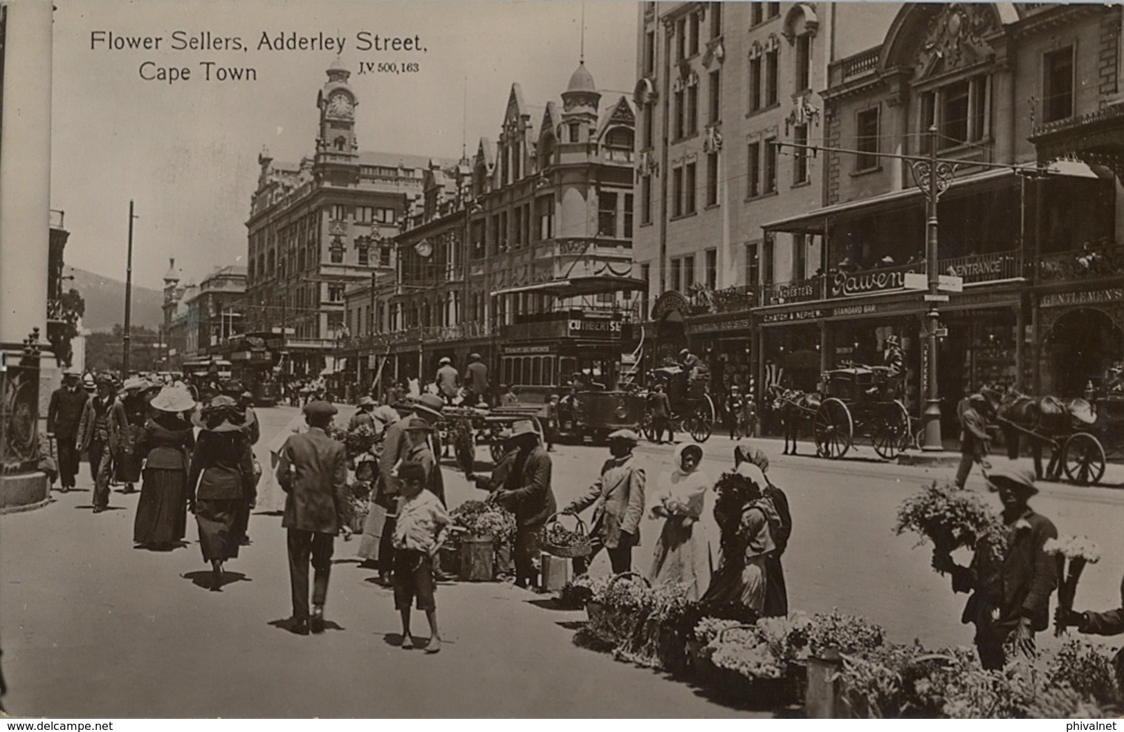 1917 SUDAFRICA , TARJETA POSTAL CIRCULADA , FLOWER SELLERS , ADDERLEY STREET - CAPE TOWN - Sudáfrica