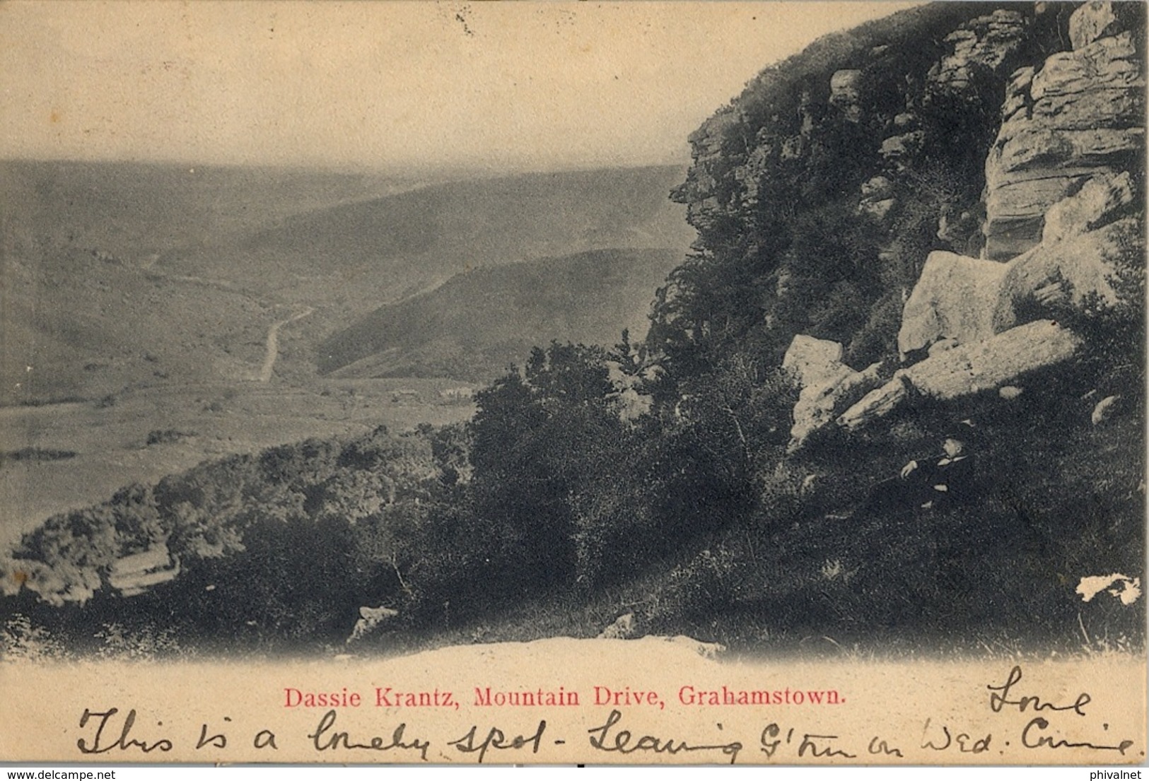 1907 SUDAFRICA , TARJETA POSTAL CIRCULADA , DASSIE KRANTZ , MOUNTAIN DRIVE , GRAHAMSTOWN - South Africa