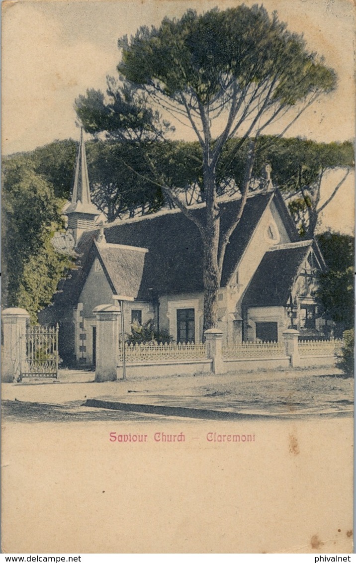 1910 SUDAFRICA , TARJETA POSTAL CIRCULADA , SAVIOUR CHURCH , CLAREMONT - Sudáfrica