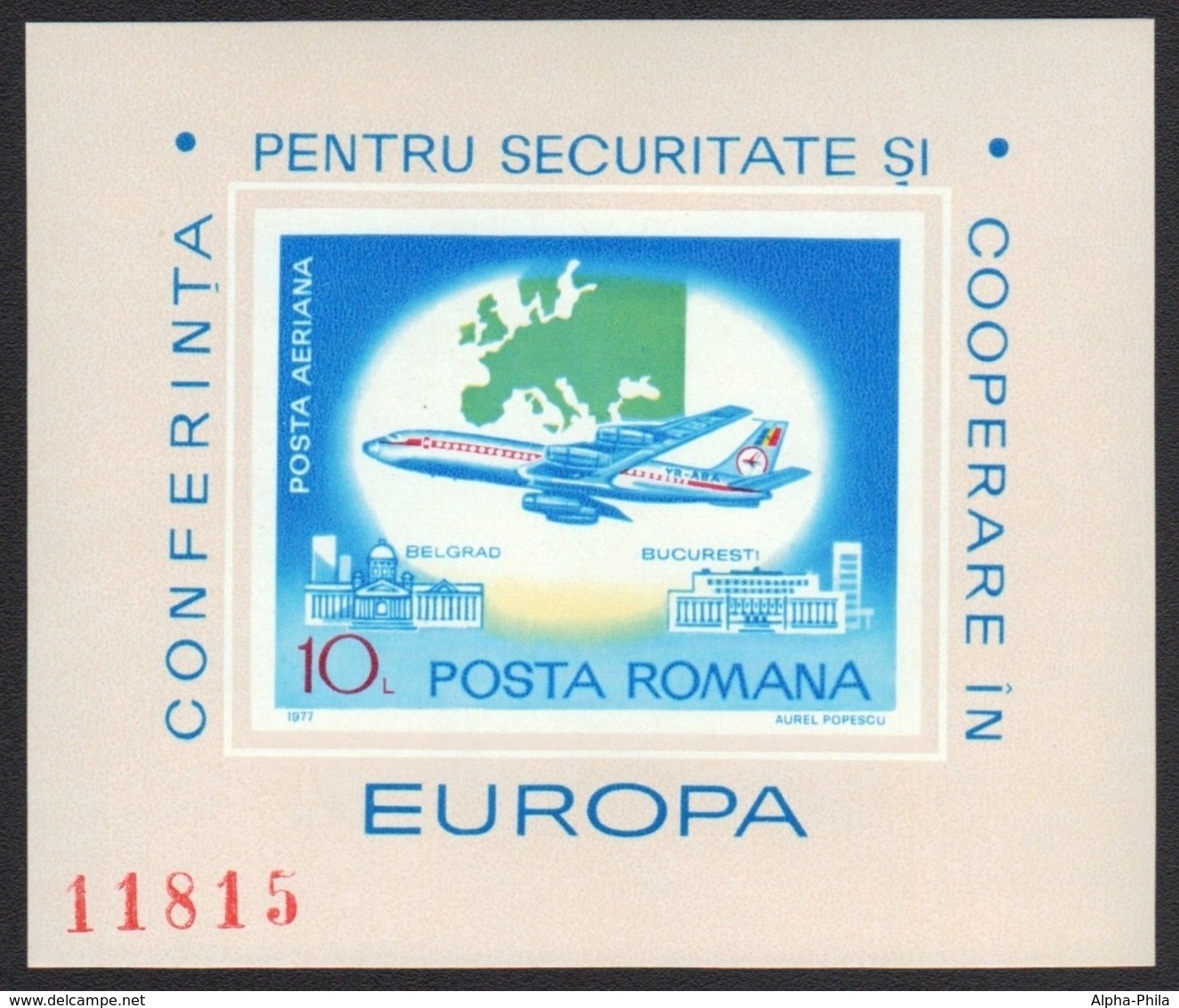 Rumänien 1977 - Mi-Nr. Block 144 ** - MNH - Europa - KSZE - Flugzeug - Ungebraucht