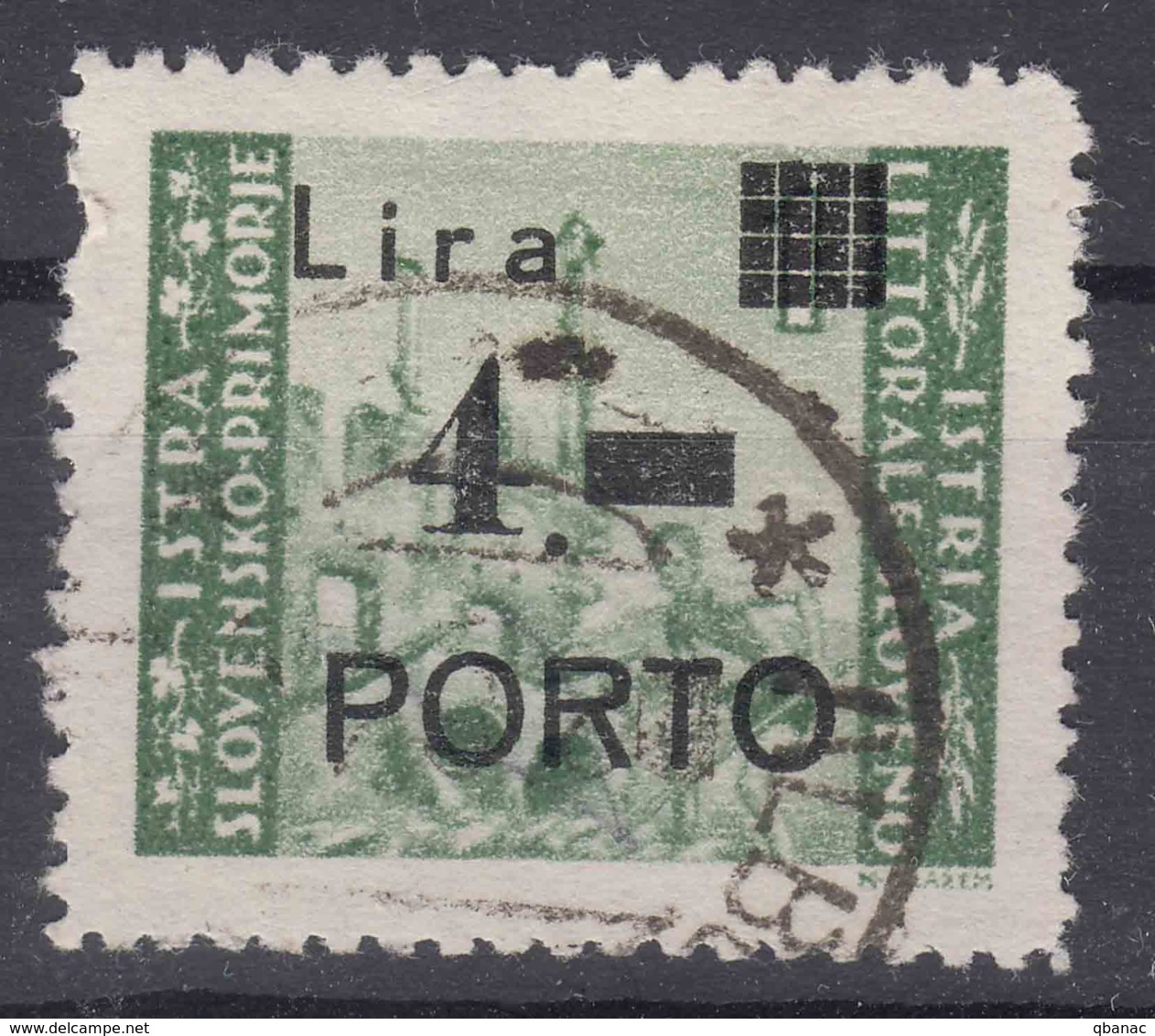 Istria Litorale Yugoslavia Occupation, Porto 1946 Sassone#10 Error - Point Circuit (punto Tondo) Used - Occup. Iugoslava: Istria