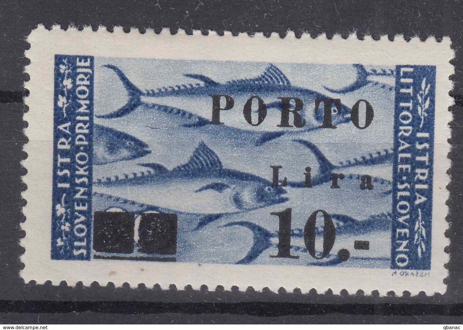 Istria Litorale Yugoslavia Occupation, Porto 1946 Sassone#17 Overprint II, Mint Hinged - Jugoslawische Bes.: Istrien
