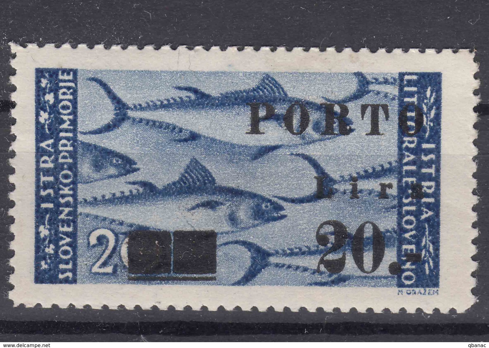 Istria Litorale Yugoslavia Occupation, Porto 1946 Sassone#18 Overprint II, Mint Hinged - Joegoslavische Bez.: Istrië