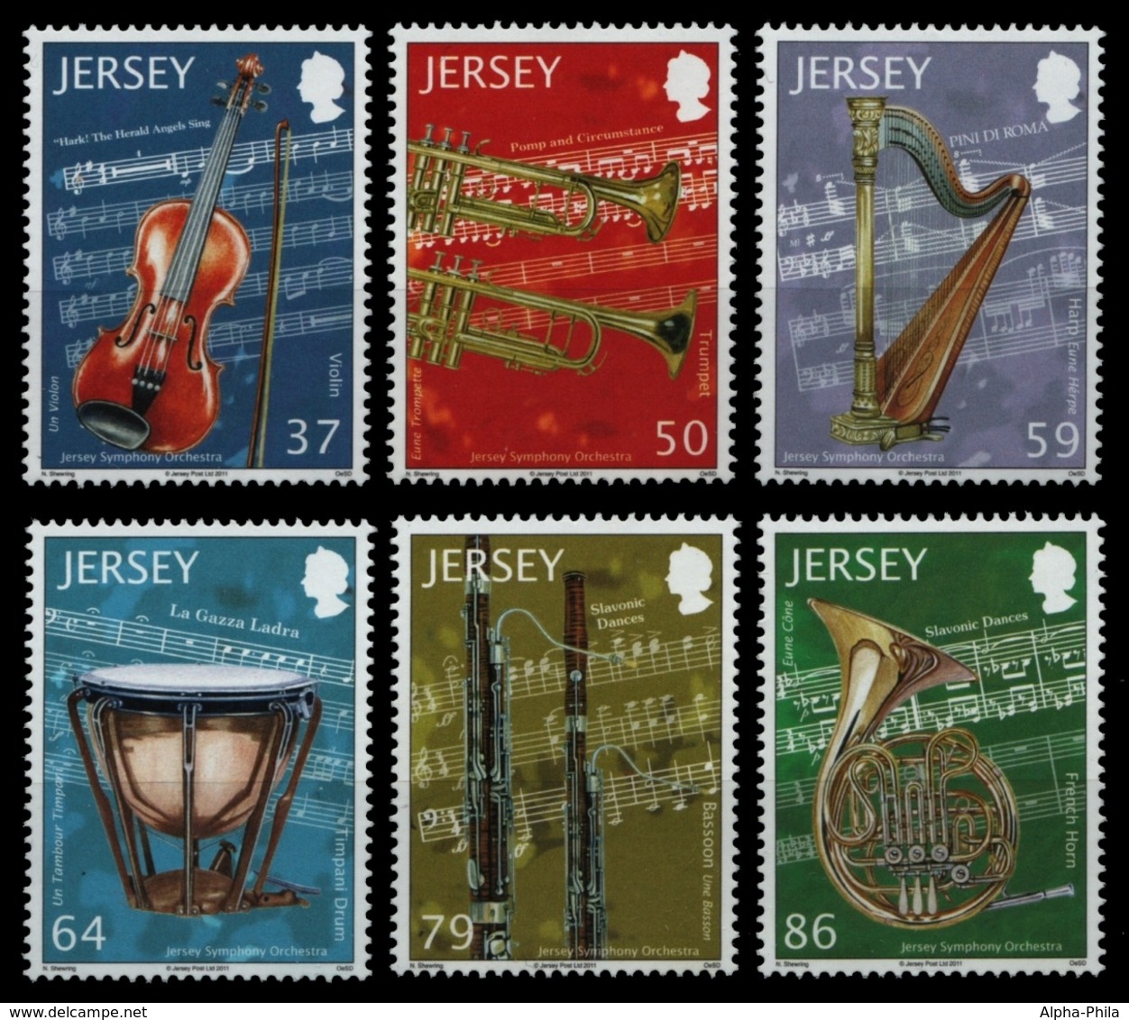 Jersey 2011 - Mi-Nr. 1608-1613 ** - MNH - Musikinstrumente - Jersey