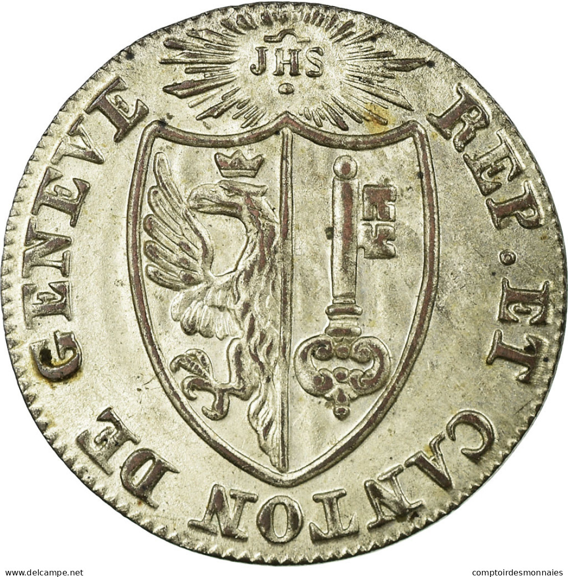 Monnaie, SWISS CANTONS, GENEVA, 1-1/2 Sol, 1825, SUP, Billon, KM:121 - Autres & Non Classés