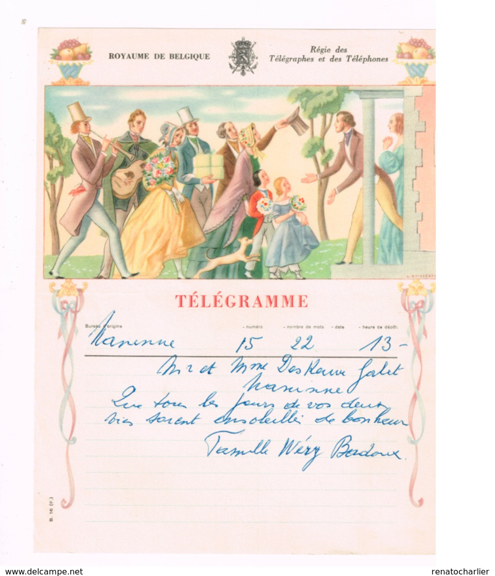 Télégramme De Naninne à Naninne.(Mariage) - Timbres Télégraphes [TG]