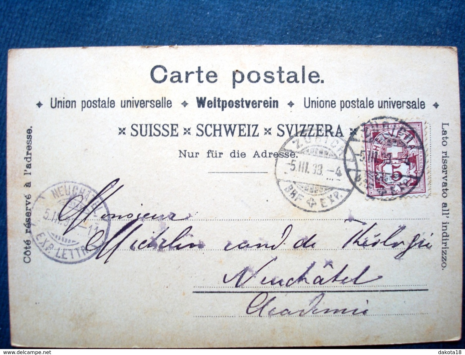 Suisse , Gruss Aus Zurich De  1898.....timbres Et Cachets Au Verso - Au