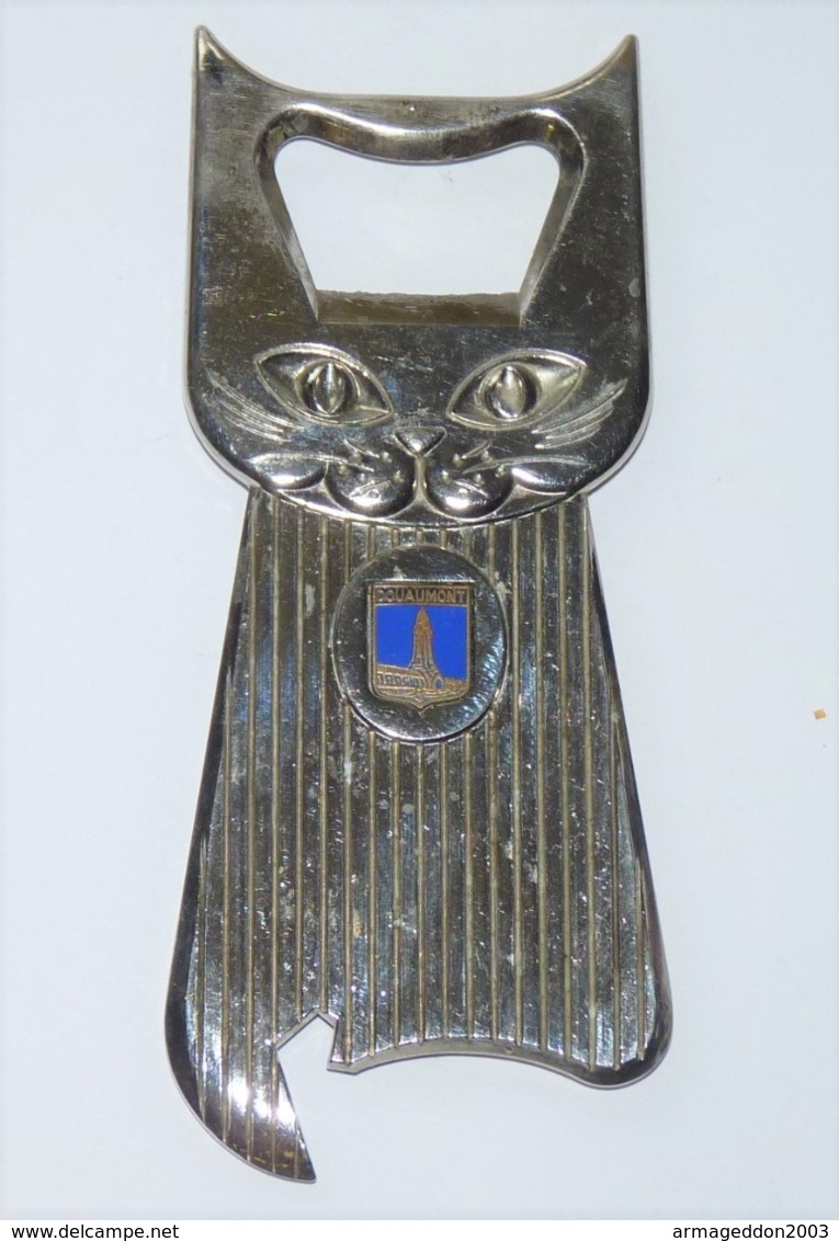 RARE ANCIEN DÉCAPSULEUR METAL TETE DE CHAT DOUAMONT OSSUAIRE TBE - Bottle Openers