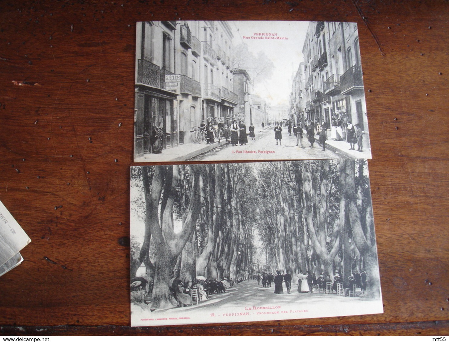 Lot 2 Cartes Perpignan Grande Rue Saint Martin Et Promenade Des Platanes - Perpignan