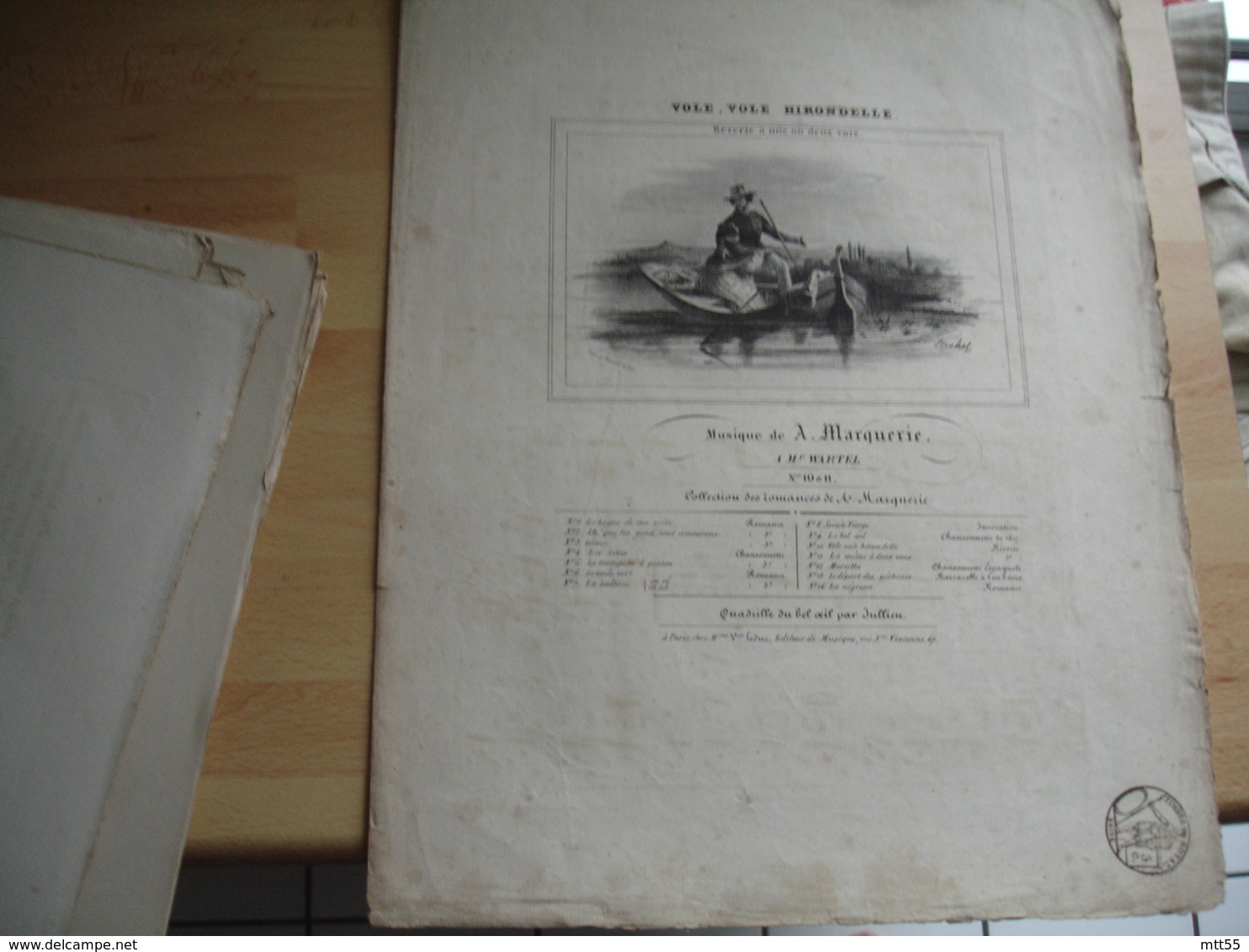 19 Eme  Partition Musique Ancienne  Gravure Vole Vole Hirondelle  De Marquerie Edi Leduc Timbre Fiscal Royal - Autres & Non Classés