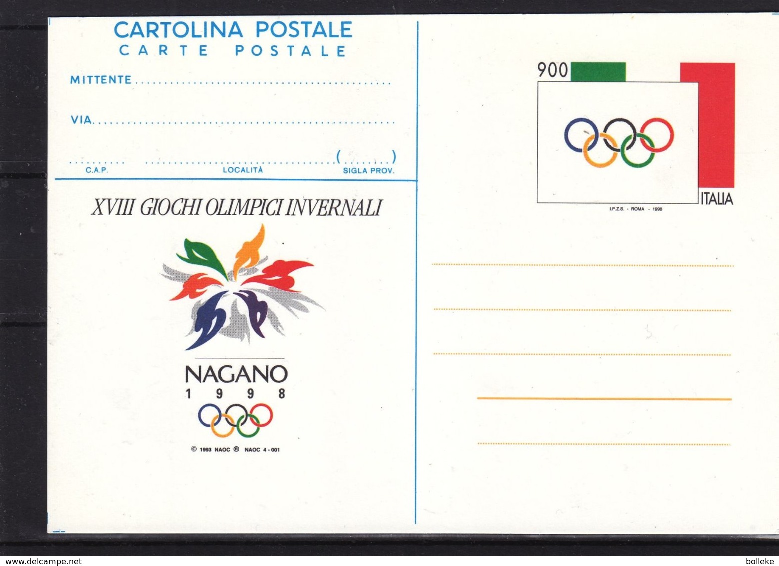 Jeux Olympiques Nagano - Italie - Carte Postale De 1998 - Anneaux Olympiques - Hiver 1998: Nagano