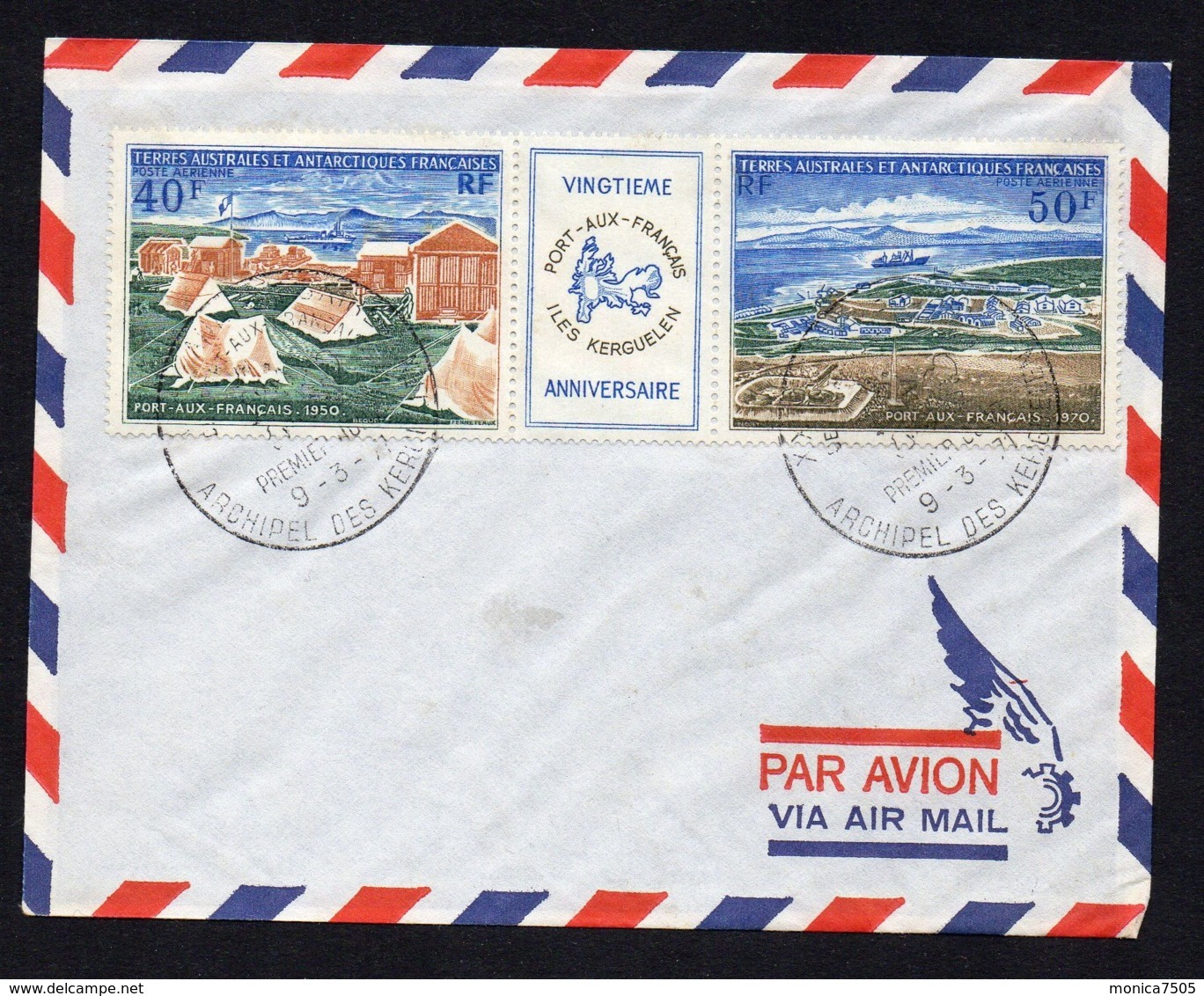 T.A.A.F : BELLE  ENVELOPPE AVEC Y&T  AERIEN  N° 26A , C A D  DU 9  MARS  1971 . - FDC