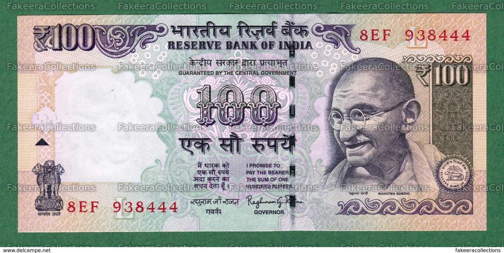 India Inde Indien - 100 Rupees / INR Banknote P-105q - 2014 UNC (letter L) Raghuram G. Rajan - As Scan - India