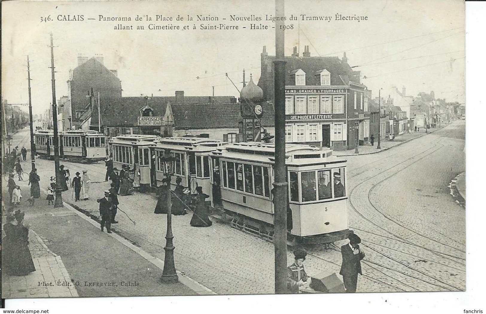 Calais-Panorama De La Place De La Nation-Nouvelles Lignes Du Tramway Electrique Allant Au Cimetière Et à Saint-Pierre -H - Calais