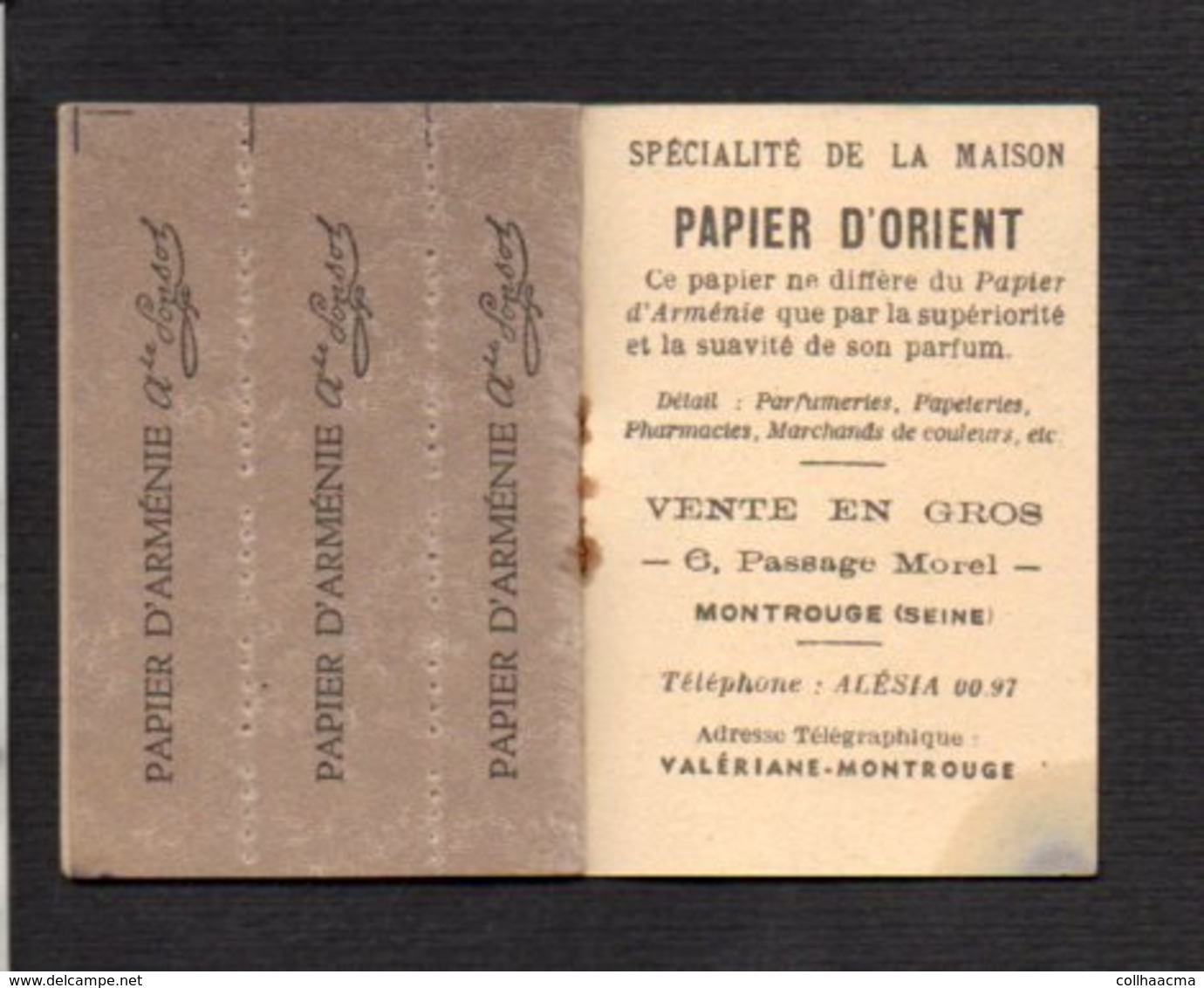 Pochette De Papier D'Arménie Pour Purifier L'air / A. Ponsot Montrouge - Anciennes (jusque 1960)