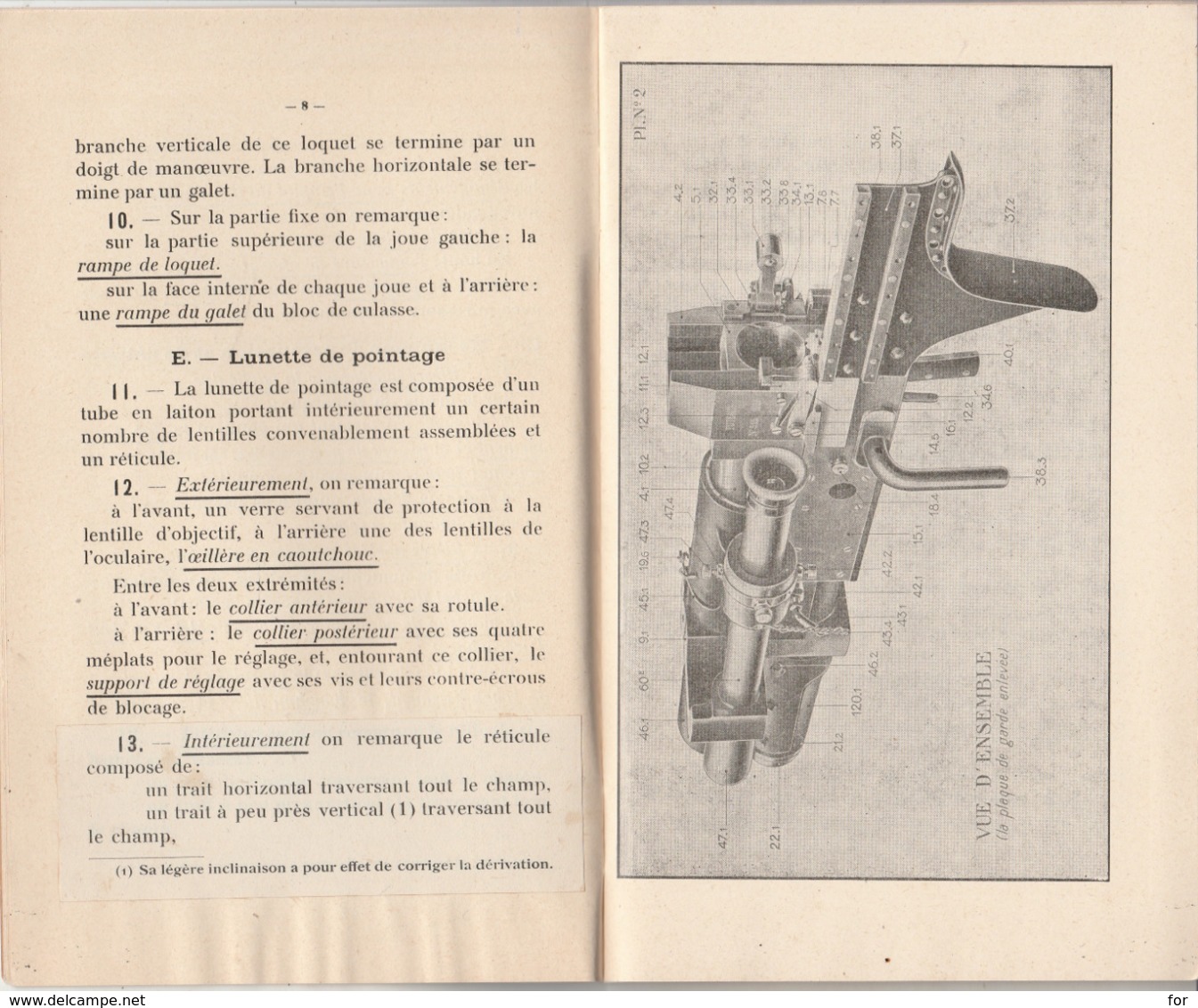 Livret - Notice : Artillerie : CANON De 37 S. A. Pour Chars Légers - Description Fonctionnement Entretien - Documents