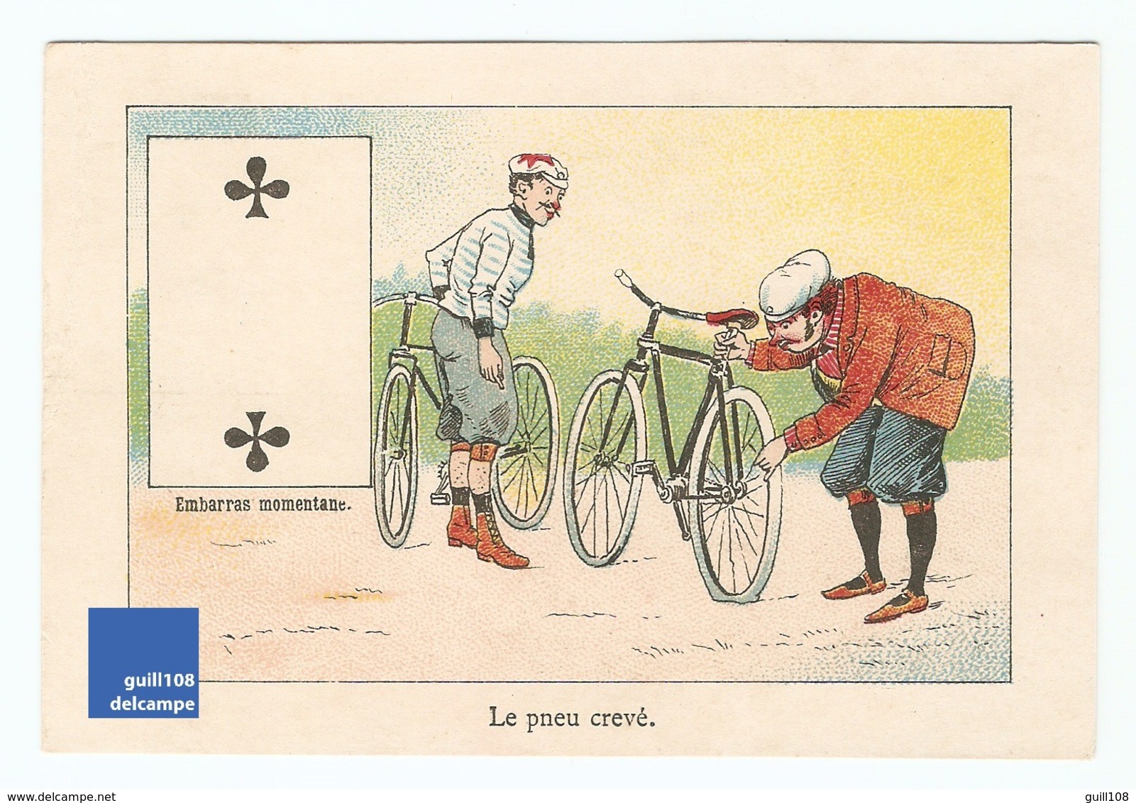 Chromo Chicorée Cardon Duverger Cambrai Carte à Jouer 2 De Trèfle Cycle Vélo Cyclisme Pneu Crevé Roue Jeu Cartes A15-141 - Tee & Kaffee