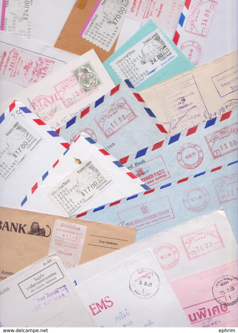 THAÏLANDE THAILAND Lot De 256 Enveloppes Affranchissement Machine Vignettes Stampless Meter Mail Covers Computer Labels - Thailand