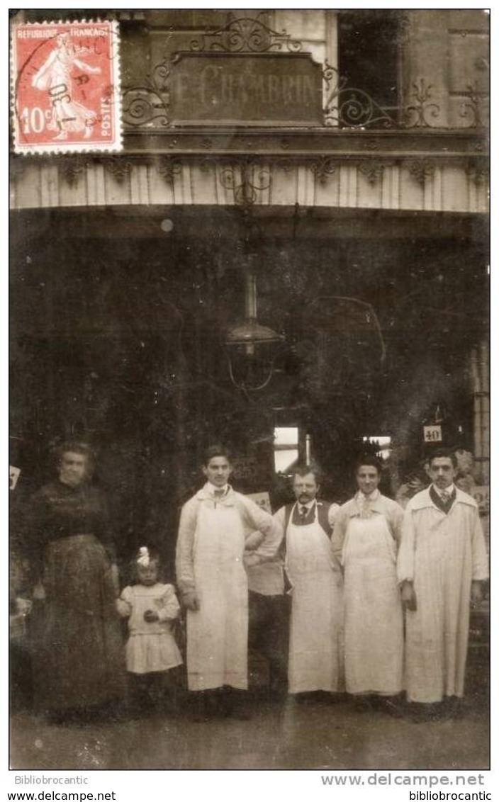 CARTE PHOTO REELLE: PERSONNEL DE LA MAISON CHAMBRIN E., COMMERCE ALIMENTAIRE /Photo SEHEUR 29, Rue Caulaincourt, PARIS - Unclassified