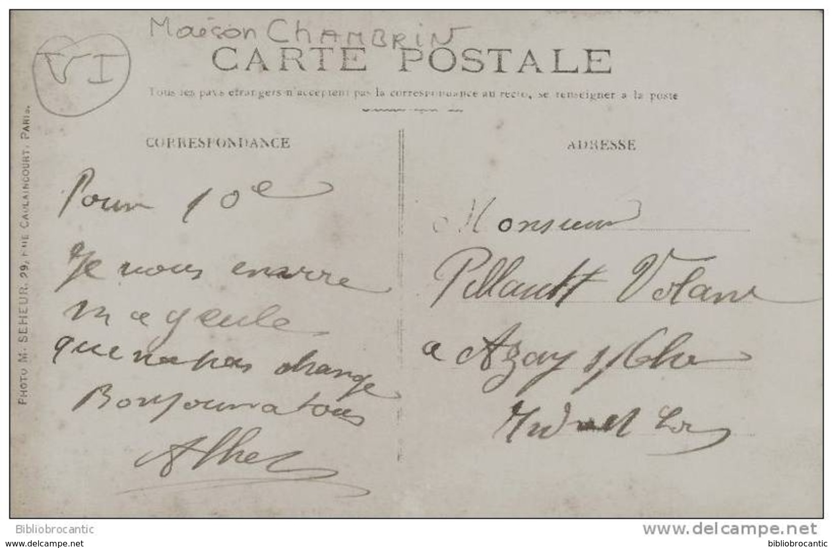 CARTE PHOTO REELLE: PERSONNEL DE LA MAISON CHAMBRIN E., COMMERCE ALIMENTAIRE /Photo SEHEUR 29, Rue Caulaincourt, PARIS - Non Classés