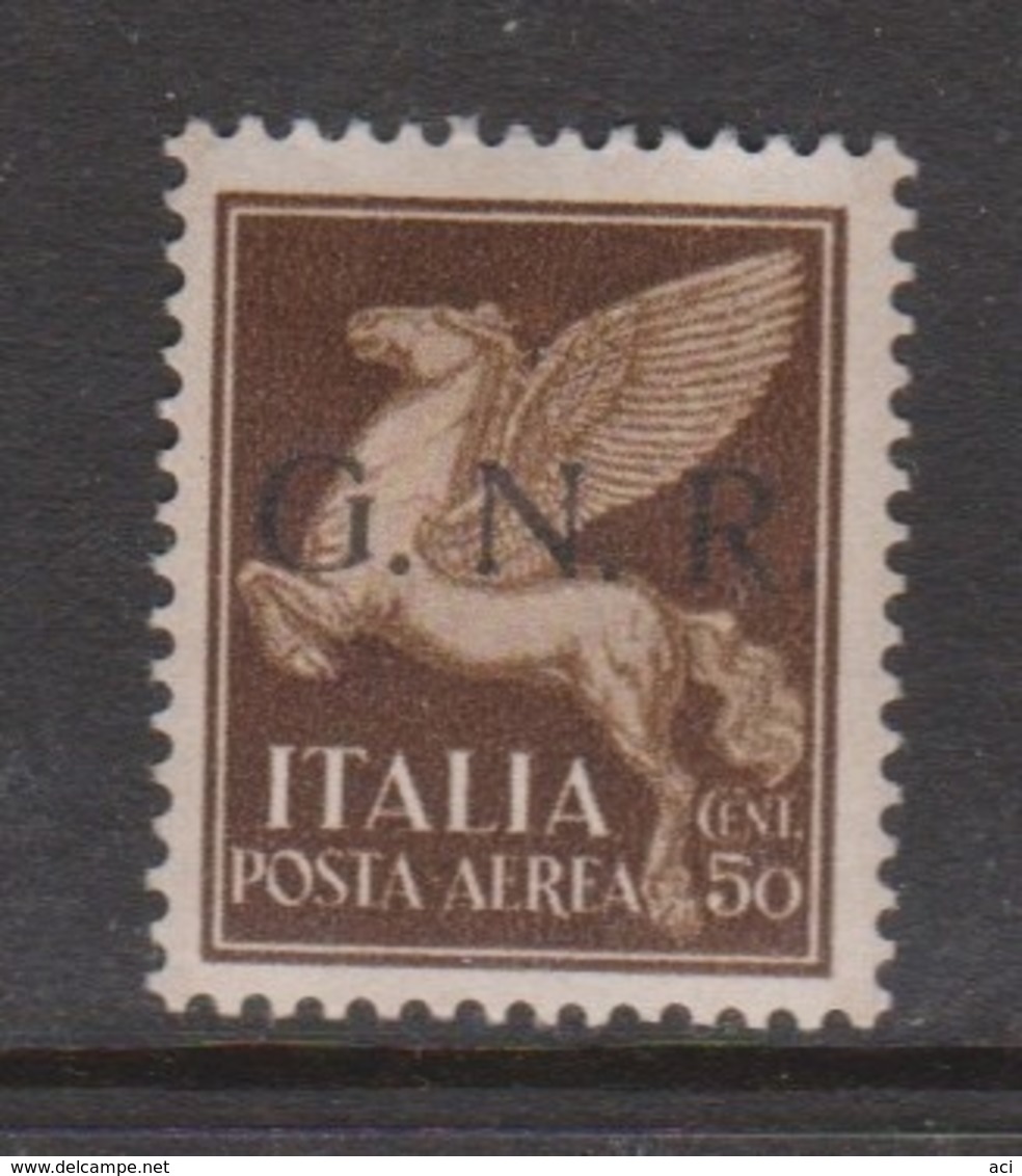 Italy Repubblica Sociale Italiana PA 17 1944 Air Post 50c Sepia,mint Hinged, - Poste Aérienne