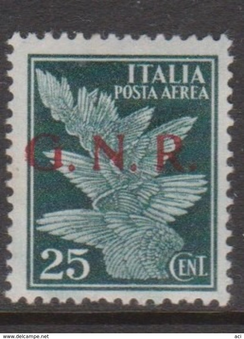 Italy Repubblica Sociale Italiana PA 19 1944 Air Post 25c Green,mint Hinged, - Correo Aéreo