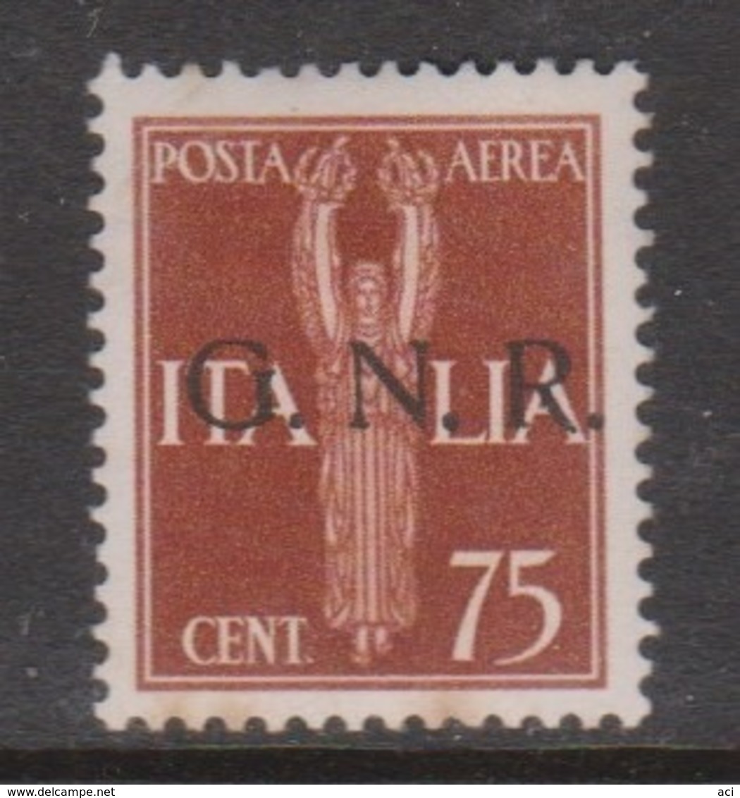 Italy Repubblica Sociale Italiana PA 20 1944 Air Post 75c Brown Yellow,mint Hinged - Poste Aérienne