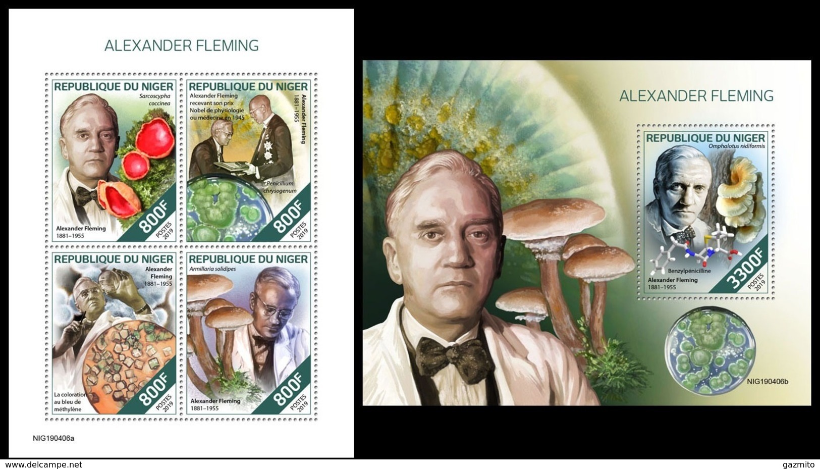 Niger 2019, Fleming, Mushrooms, 4val In BF +BF - Niger (1960-...)