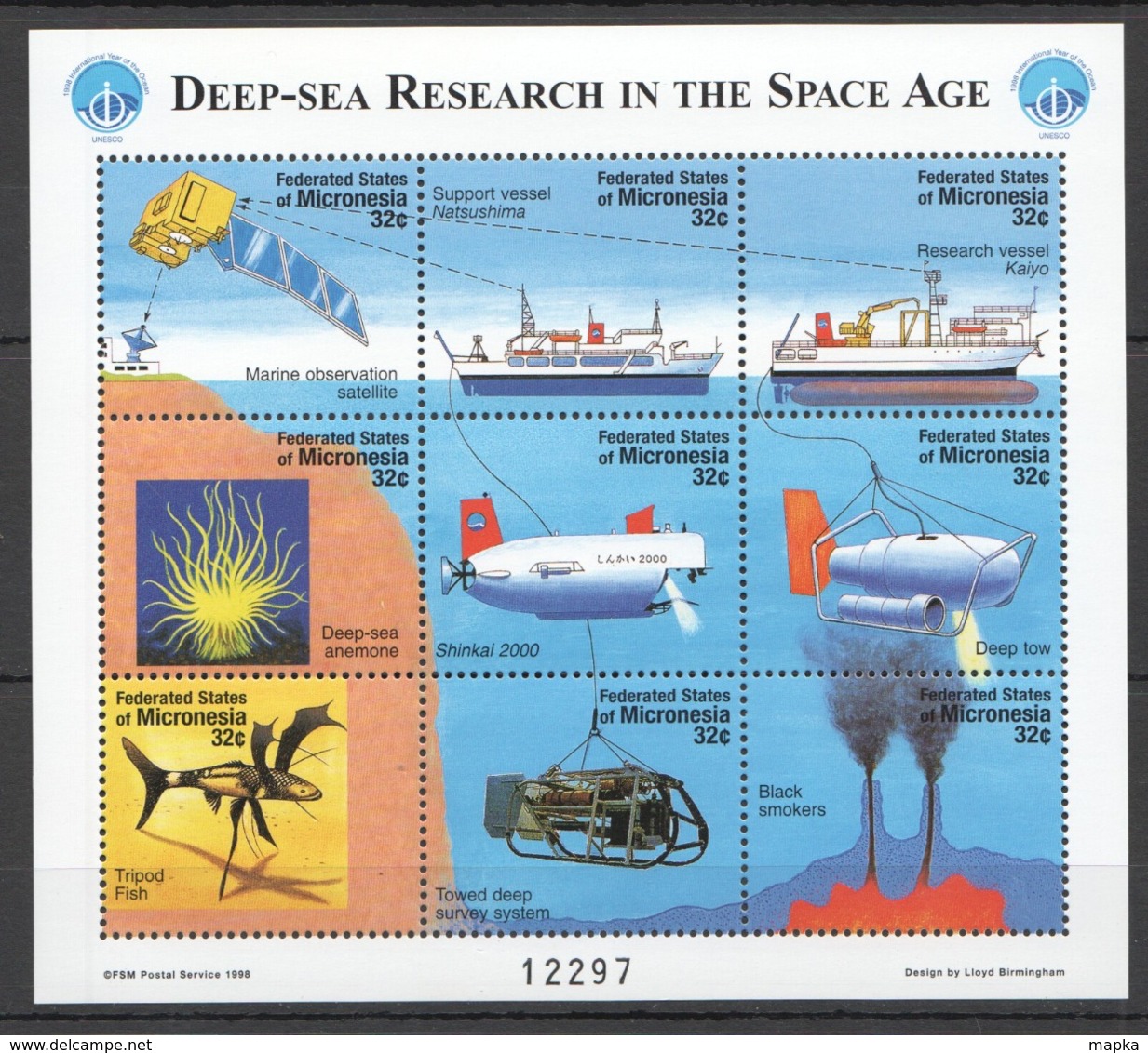 W742 1998 MICRONESIA SUBMARINES DEEP-SEA RESEARCH IN THE SPACE AGE 1KB MNH - Submarinos