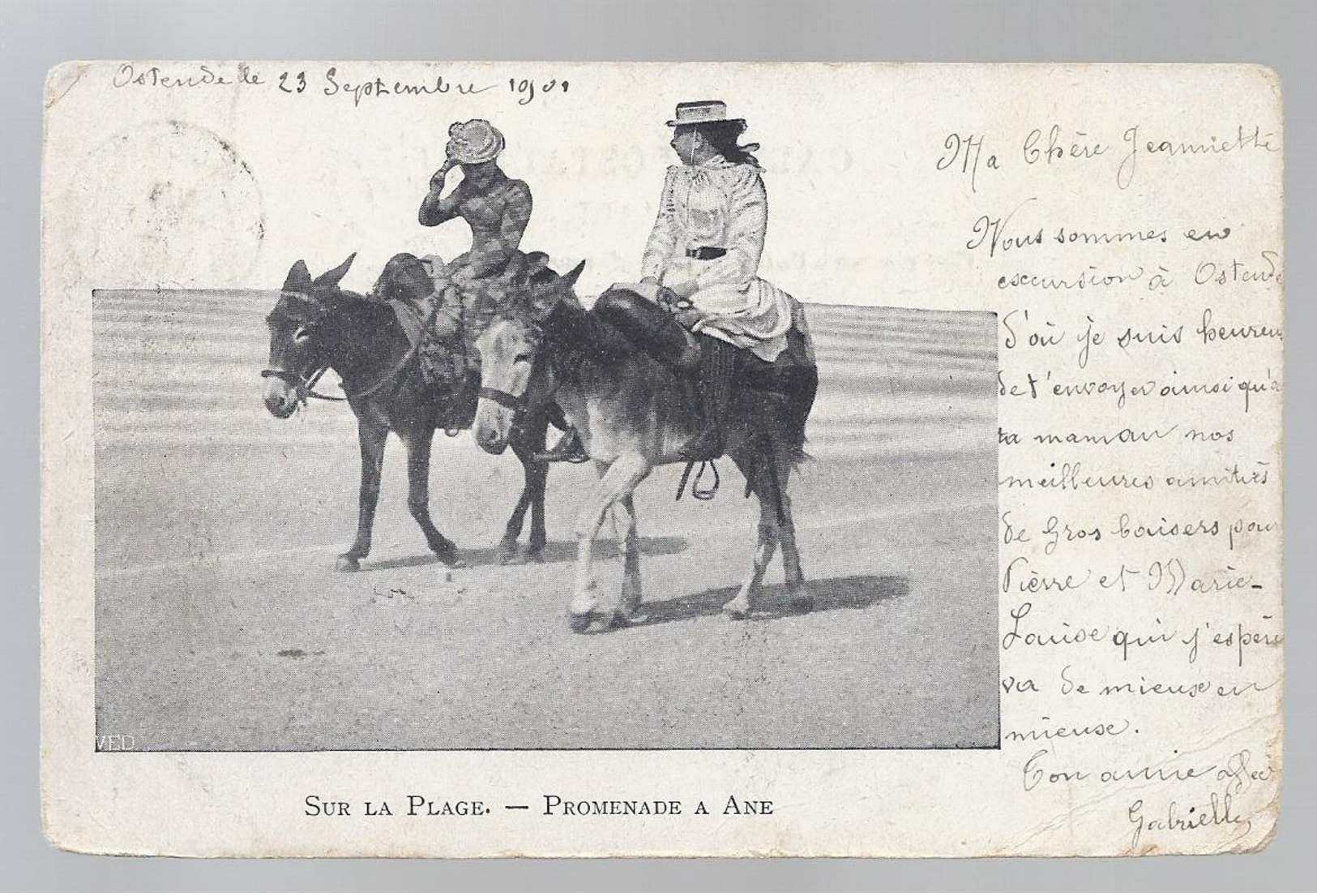 OOSTENDE 1901 SUR LA PLAGE PROMENADE A ANE - Oostende